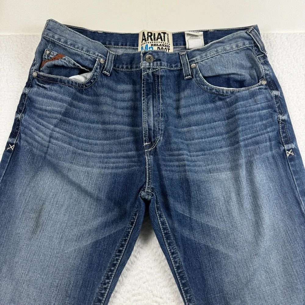 Ariat M2 Bootcut Jeans Mens 42x34 Blue Denim 5 Pockets High Rise Relaxed Fit